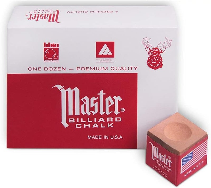 Master Chalk Master Billiard Pool Cue Chalk Premium Quality - 1 Dozen - Made in The USA + 2 pcs of Quality Billiard Pool Table Spots by Tweeten Fibre Co. - Image 3